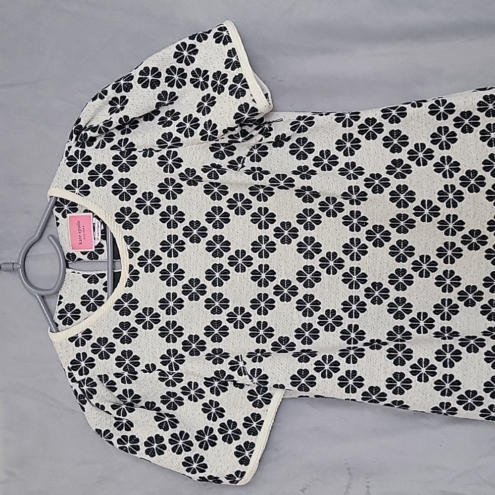 Kate Spade Signature Logo Tweed Dress, Knee Length, Puff Sleeves, Size 10 - Picture 2 of 9